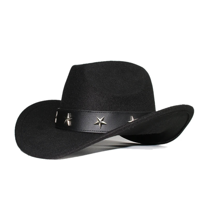 Retro Wide Star Leather Cowgirl