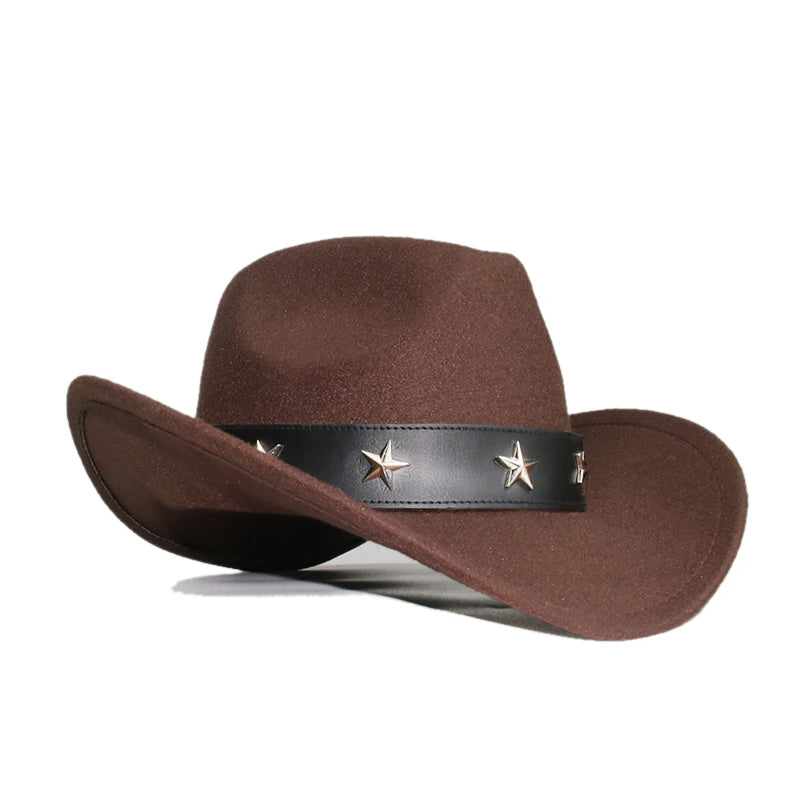 Retro Wide Star Leather Cowgirl