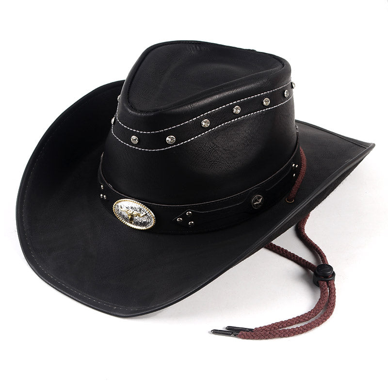Classic Leather Cowgirl Hat Black