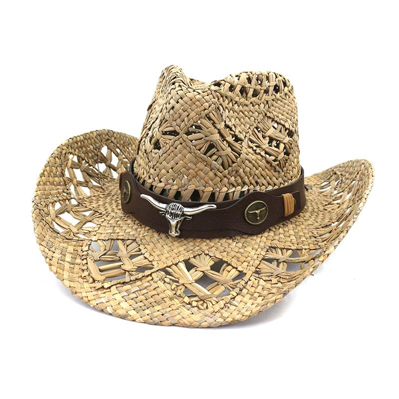 Hand-crafted Brown Straw Cowgirl Hat