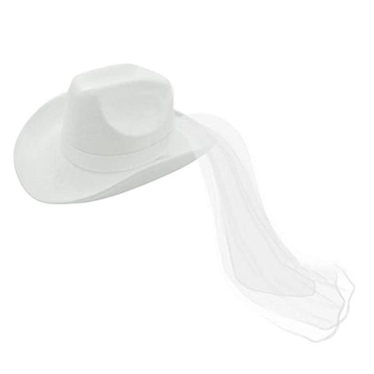 Elegant White Cowgirl Hat with Veil