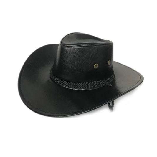 Leather Black Rope Cowgirl Hat